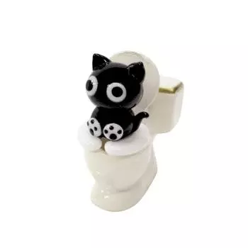 Четыре тележки милый кот туалет ручной работы из стекла Nagai Kuro Cat CYK1041
