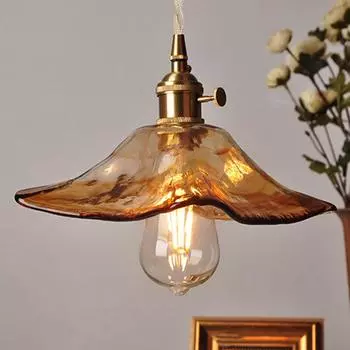 Четыре угла стеклянная медная индивидуальная простая спальня веранда прикроватная лампа скандинавский винтажный день янтарная люстра