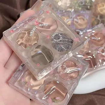 Четырехцветная палитра теней для век с водной рябью и подвеской, долговечная водостойкая косметика для макияжа глаз