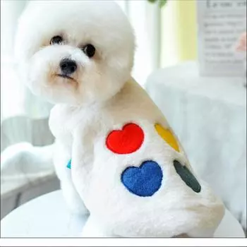 Четырехцветный хлопковый жилет Love, одежда для щенков VIP Schnauzer Fadou Bomei Cat, осенне-зимняя одежда XS