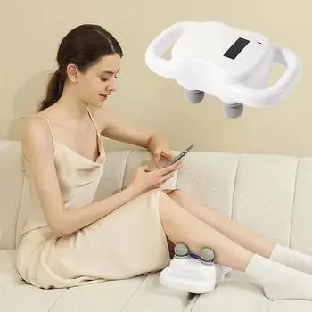 Четырехголовочный фасциальный пистолет для мышц высокой мощности, талии, мужского и женского тела, облегчение шейного отдела позвоночника, поясницы, массажер Type C Charge белый