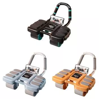 Четырехколесный тренажер для пресса с поддержкой локтей, вращением мышц живота и валиком для живота One Size чёрный