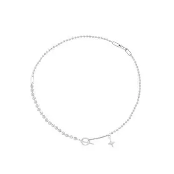 Четырехконечная звезда От пряжка ожерелье, Женская приливная круглая бусина цепочка до ключицы, Персонализированная бахромчатая звезда толстая цепь, Цепочка на шею.