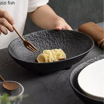 Четырехногая керамическая тарелка для фруктов, обеденная тарелка, тарелки для конфет, салатница, десертная миска, суповые тарелки, блюдо для димсамов, диск-подставка