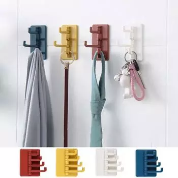 Четырехрядный настенный крючок с 4 крючками, красочный крючок с четырьмя ответвлениями, многофункциональная кухня белый