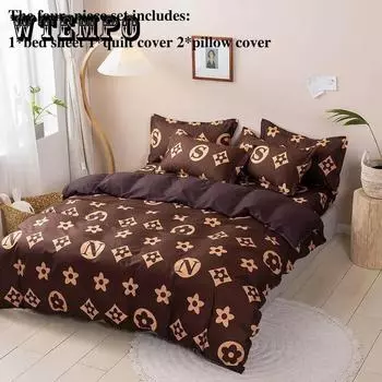 Четырехсекционная простыня, Нескользящее пододеяльник, простыня, наволочка, комплект домашнего постельного белья, простой стиль Queen