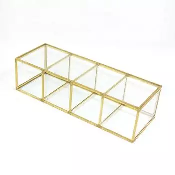 Четырехсекционный держатель для косметических ручек, стеклянный контейнер для хранения, металлическая латунная кисточка для макияжа, ведро для хранения кистей для бровей, держатель для косметики