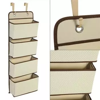 Четырехсекционный нетканый многослойный мешок для хранения вещей на двери Многофункциональный мешок для хранения в гардеробе Сумка для хранения вещей на стене