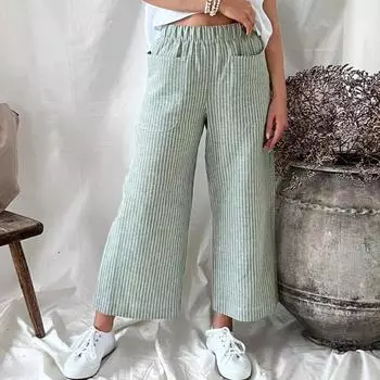 Четырехсезонная модель, женские однотонные свободные модные повседневные брюки из хлопка и льна прямого кроя для женщин XXL зелёный