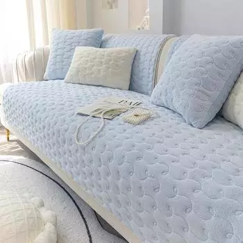 Четырехсезонная плюшевая диванная подушка из утолщенного молочного бархата, элитная подушка для дивана для гостиной, простая современная нескользящая подушка для дивана, полотенце 70x70cm 1pcs светло-синий