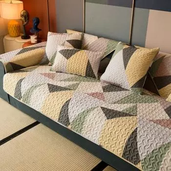 Четырехсезонная универсальная диванная подушка из чистого хлопка с геометрическим рисунком, противоскользящая кожаная диванная подушка, простой чехол в скандинавском стиле 70*70