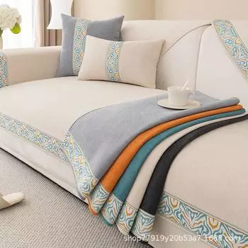 Четырехсезонная универсальная диванная подушка из синели, противоскользящая жаккардовая расширяющаяся кромка, украшение для дивана, полотенце, чехол для дивана в гостиной 70x70cm 1pcs