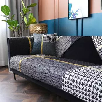 Четырехсезонная универсальная диванная подушка с рисунком «гусиные лапки», простая современная тканевая подушка для гостиной, нескользящее диванное полотенце 70*70cm