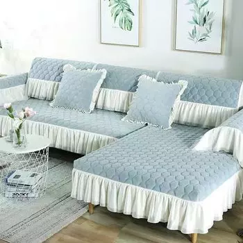 Четырехсезонная универсальная противоскользящая подушка для сиденья, современная кружевная кромка, высококачественный плюшевый чехол для дивана, новый домашний эстетический чехол, тканевые салфетки 40x40cm 1pcs