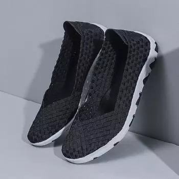 Четырехсезонная женская повседневная обувь без застежек, плетеные туфли, многоцветные удобные женские туфли на плоской подошве, женские мокасины, женская обувь, носибельная 42 4.5