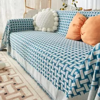 Четырехсезонное римское одеяло из синели, мягкий чехол для дивана, пылезащитный, с защитой от кошачьих царапин, диван, плед, синий коврик для пикника 180x130