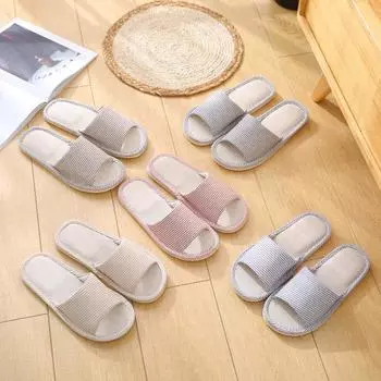 Четырехсезонные домашние тапочки из льна с цветочным принтом, простая прочная подошва, женская мягкая подошва, нескользящая обувь, тапочки 40 красный