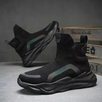 Четырехсезонные мужские носки и туфли средней высоты 2024 года в тренде в стиле Гонконга, толстая подошва, персонализированная спортивная обувь для студентов для мужчин 39