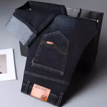 Четырехсезонные носимые новые тонкие мужские повседневные универсальные деловые свободные прямые джинсы 28