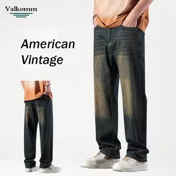 Четырехсезонные новые мужские джинсы, американские ретро-брюки, свободные повседневные прямые брюки, джинсовые брюки 28 королевский синий