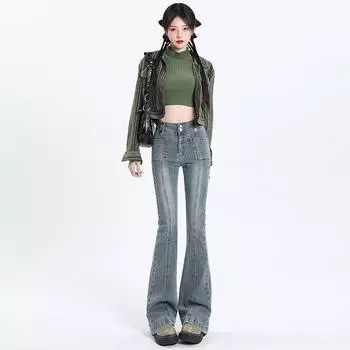 Четырехсезонные облегающие джинсы Spicy Girl с эластичными вставками, расклешенные, женские, новые, с высокой талией, подковообразные брюки Niche Design XS