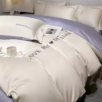 Четырехсезонный комплект из четырех предметов из чистого хлопка с вышивкой, 100 нитей, хлопковое пододеяльник, простыня, простыня, пододеяльник 1.2m bed sheet model-3PCS