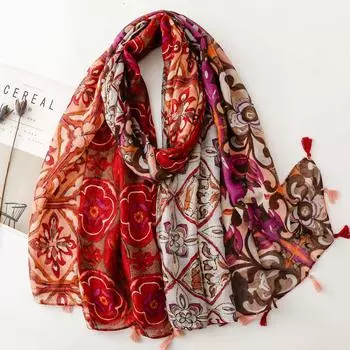 Четырехсезонный новый ретро-шарф в экзотическом этническом стиле, дорожные солнцезащитные шарфы, аксессуары, богемная балийская газовая шаль 180*88