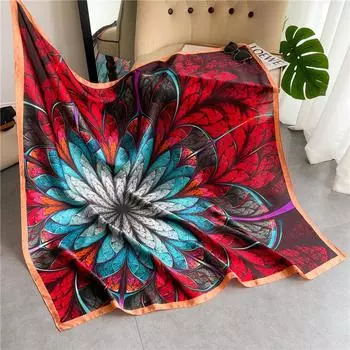 Четырехсезонный стиль 110 * 110 см шелковый гладкий зашифрованный парчовый большой квадратный шарф шарф тонкая шаль дорожный солнцезащитный крем 110X110cm