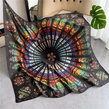 Четырехсезонный стиль 110 * 110 см шелковый гладкий зашифрованный парчовый большой квадратный шарф шарф тонкая шаль дорожный солнцезащитный крем 110X110cm