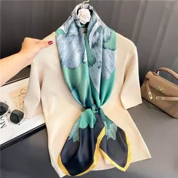 Четырехсезонный стиль 110 * 110 см шелковый гладкий зашифрованный парчовый большой квадратный шарф шарф тонкая шаль дорожный солнцезащитный крем 110X110cm