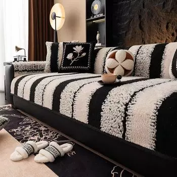 Четырехсезонный универсальный хлопковый бархатный полосатый диванный подушка сезонное универсальное полотенце противоскользящий и противоскользящий диванный чехол наволочка 70x70