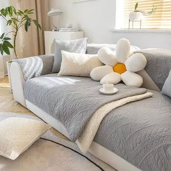 Четырехсезонный универсальный однотонный коврик для дивана, простые стеганые удобные дышащие салфетки для дивана, мягкие нескользящие пылезащитные чехлы для дивана 70x70cm 1pcs