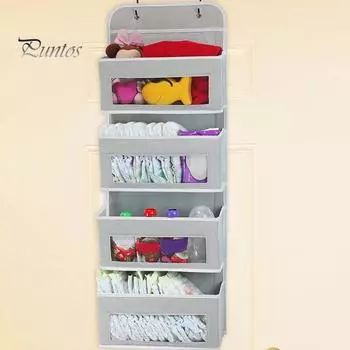 Четырехслойная подвесная сумка для хранения, органайзер для двери с большими вместительными карманами, вертикальная экономия места, многоцелевая сумка-органайзер для игрушек Four Layer бежевый