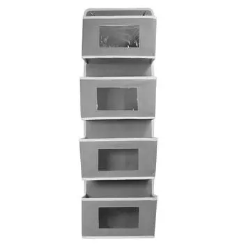 Четырехслойный Пятислойный Нетканый Подвесной Органайзер для Хранения на Дверь Подвесная Сумка для Хранения в Шкафу Подвесная Сумка для Хранения Одежды 100*33cm (4 layers) серый