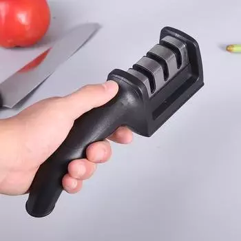 Четырехступенчатая быстрая точилка для ножей из нержавеющей стали, керамическая вольфрамовая сталь, кухонные принадлежности, стержень для заточки ножей, ручной точильный камень красный