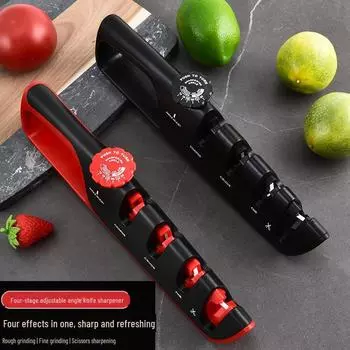 Четырехступенчатая регулируемая точилка для ножей с вольфрамовой сталью и алмазным точильным камнем null чёрный