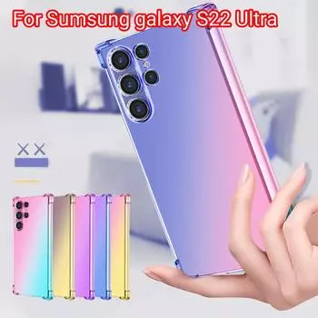 Четырехугольная подушка, противоударный чехол для телефона градиентного цвета для Galaxy S22 Ultra, сменные аксессуары для телефона A разноцветный