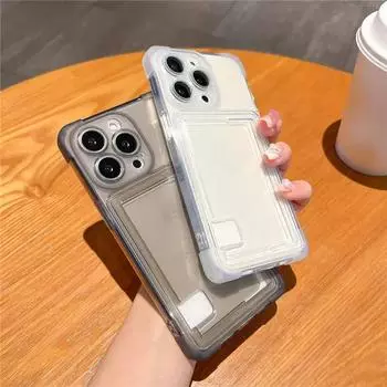 Четырехугольный противопадающий чехол для карточек, прозрачный чехол для телефона iPhone 13 12 11 14ProMax 15ProMax 15 Plus, мягкий силиконовый чехол For iPhone 11