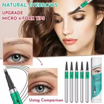 Четырехзубчатый жидкий карандаш для бровей с тонкой головкой-кистью Четырехзубчатая вилка, неудобный карандаш для бровей 1 мл One Size