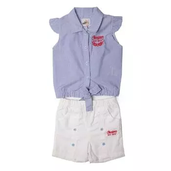 Детский комплект из завязанной рубашки и хлопковых шорт CHEVIGNON 12 mois белый