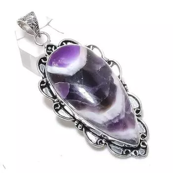 Chevron Amethyst Gemstone 925 Sterling Silver Jewelry Pendant 2.99 E6T71