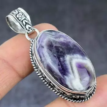 Chevron Amethyst Gemstone Handmade 925 Sterling Silver Gift Pendant 2.13 I7d67