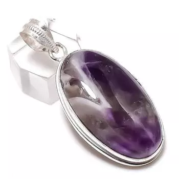 Chevron Amethyst Gemstone Handmade 925 Sterling Silver Pendant 2.01 L9p72