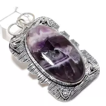 Chevron Amethyst Gemstone Handmade 925 Sterling Silver Pendant 2.84 B9M47