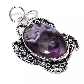 Chevron Amethyst Gemstone Handmade 925 Sterling Silver Gift Pendant 2.36 v4t22
