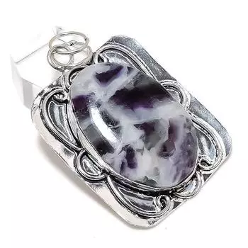 Chevron Amethyst Gemstone Handmade 925 Sterling Silver Pendant 2.40 c8S90
