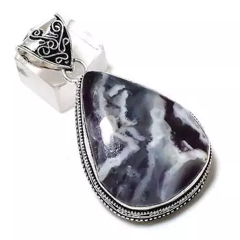 Chevron Amethyst Gemstone Handmade 925 Sterling Silver Pendant 2.21 O2T69