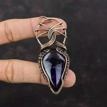 Chevron Amethyst Pendant Copper Wire Wrapped Pendant Elegant Pendant Gemstone Pendant Wire Wrap Jewelry Gift For Her Handmade Copper Jewelry