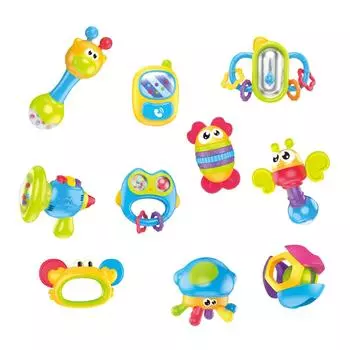 Chewable Rattle Soothing Toy Baby Rattle Set Twisting Bell Toy One Size