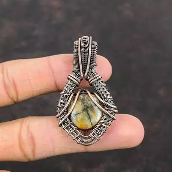 Chiastolite Pendant Copper Wire Wrapped Pendant Gemstone Pendant Copper Jewelry Handmade Pendant Wire Wrap Chiastolite Jewelry Gift For Mom